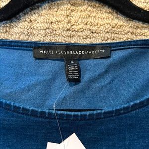 NWT WHBM Womens Ruched Sleeve Pullover Indigo Denim Top Small